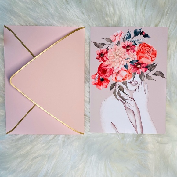 Set of Five Floral Women Elegant Greeting Cards & Luxury Envelo… - Picture 6 of 16